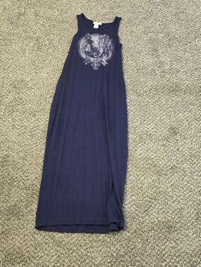 enough about me... Navy Maxi Tank Dress with White Graphic